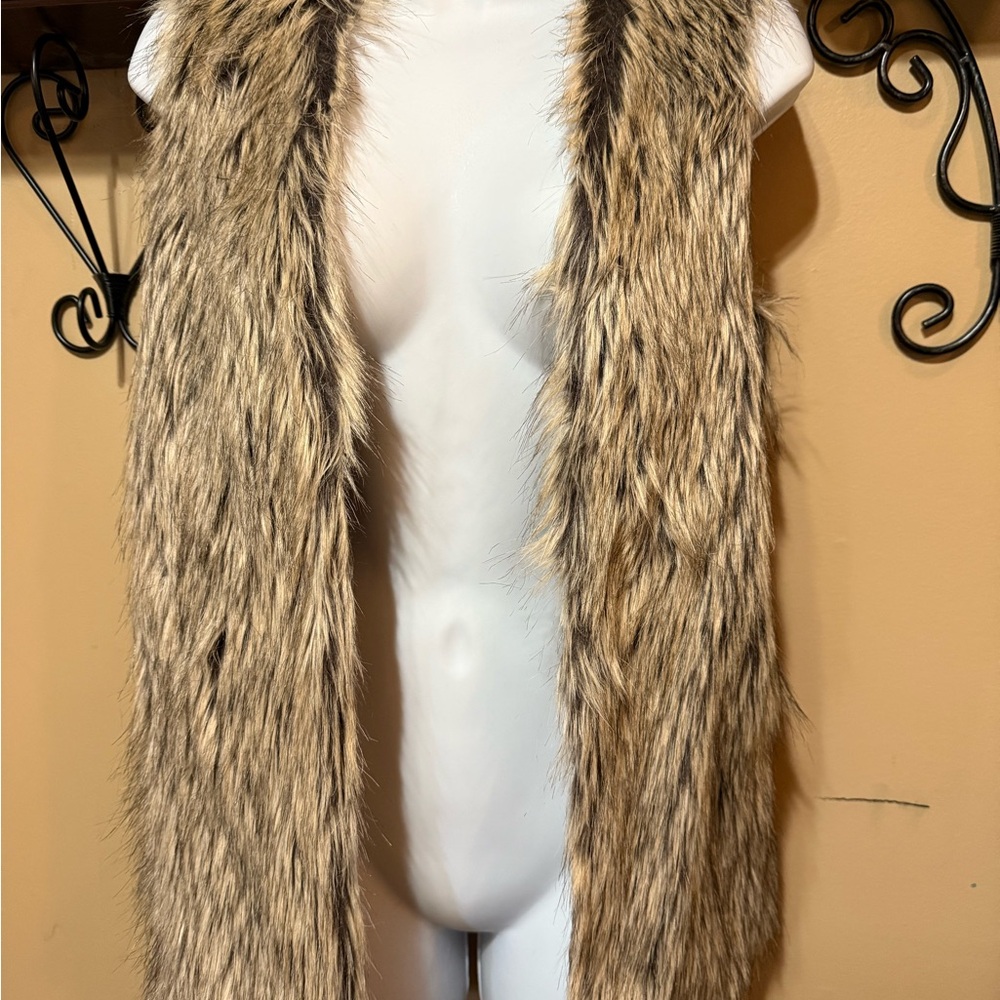 Dynamite Satin Vest with Faux Fur Accents